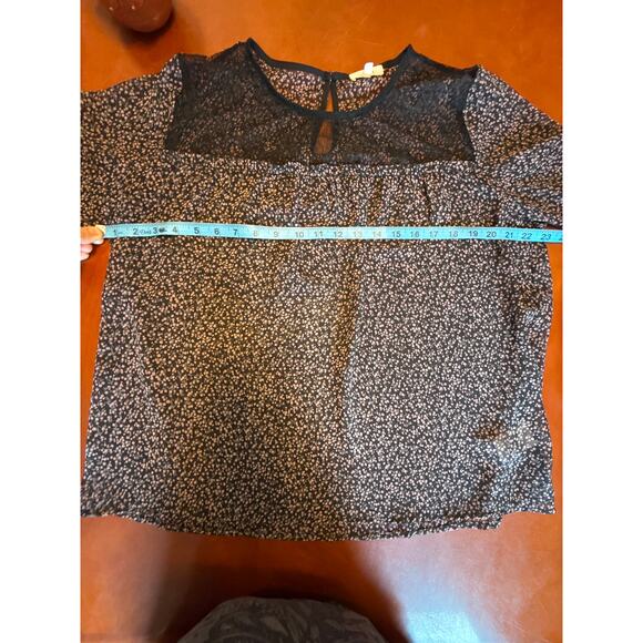 Pleione Lace Trim Chiffon Blouse Floral Cherry Blossom XL - Picture 5 of 8